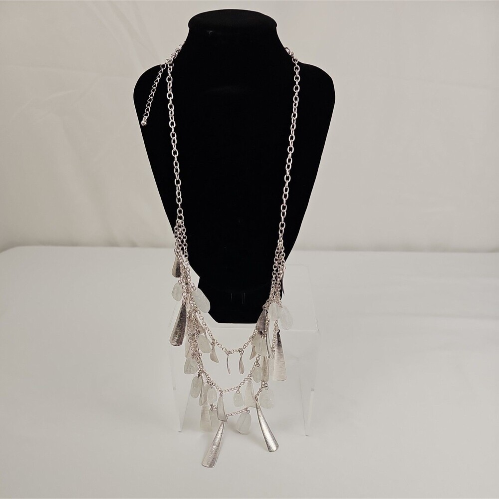Premier Designs Multi Strand Crystal Silver Tone Statement Necklace